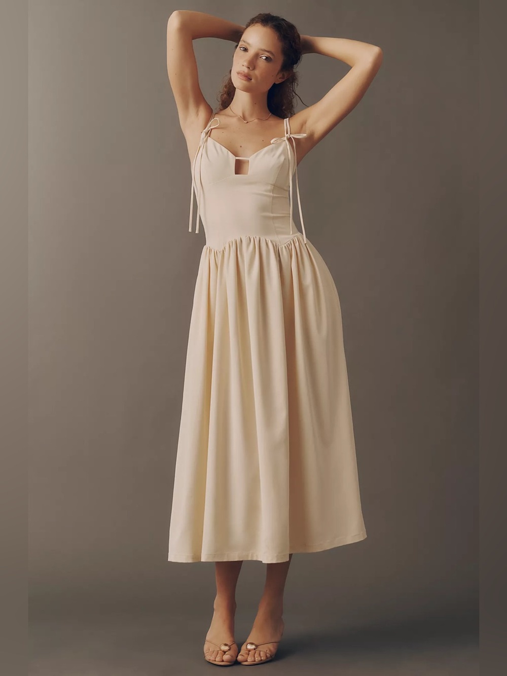 NWT Anthropologie En Saison Elspeth Drop Waist Tie Strap Midi Dress - Picture 3 of 8